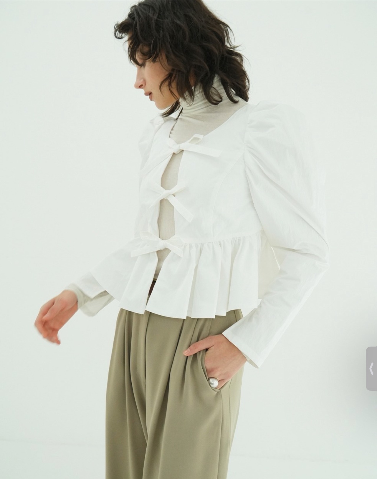 CLANE SHORT PEPLUM RIBBON TOPS