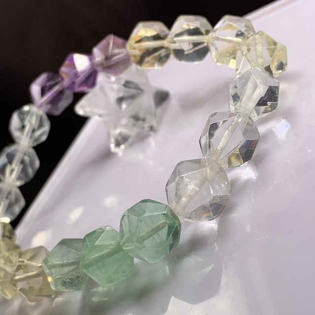 mixストーン・ダイヤモンドカット☆デザインブレスレット