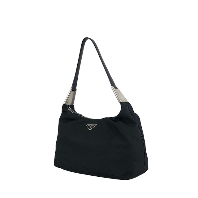 PRADA プラダ ショルダーバッグ ブラック トライアングルロゴ ナイロン ホーボーバッグ セミショルダー vintage ヴィンテージ オールド 7c33nu