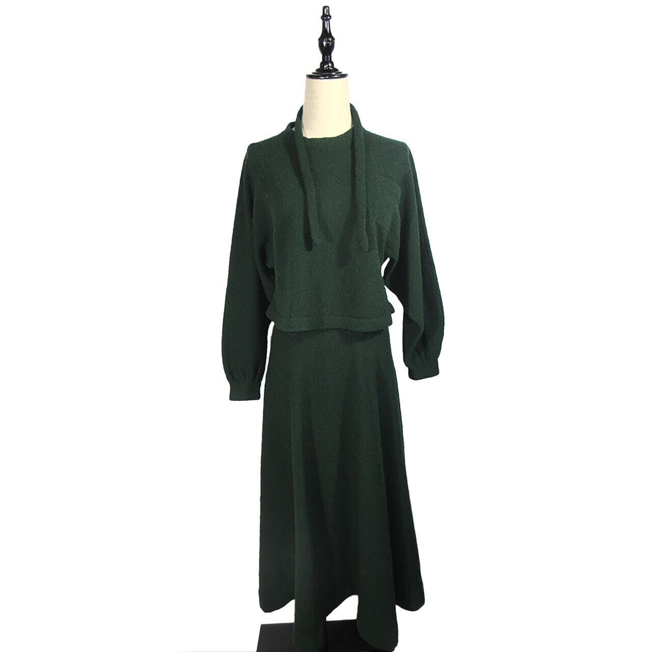 423 DARK GREEN BOUCLE FLARE LONG SK ダークグリーン ブークレ フレア