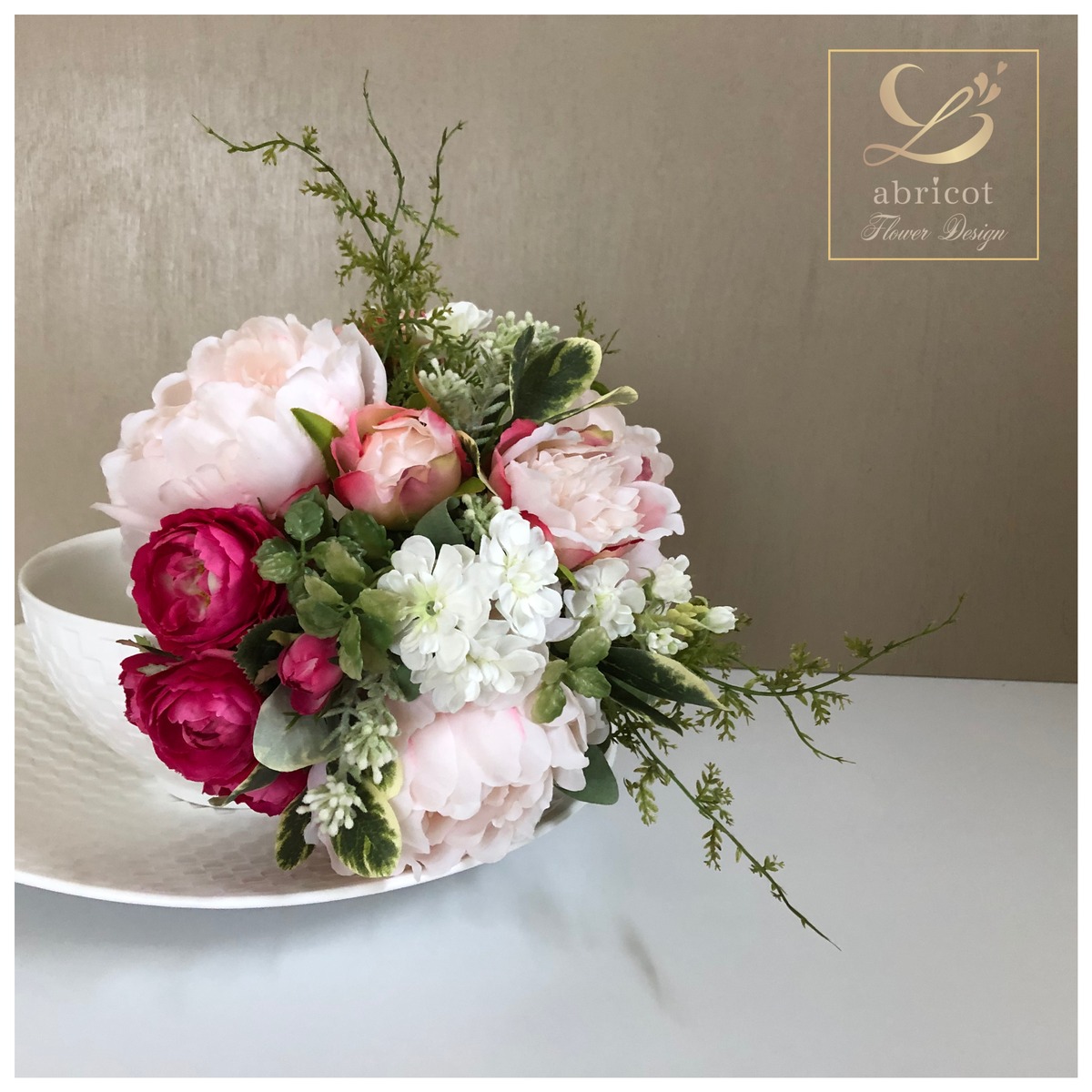 ピンクの薔薇とピオニーのブーケ | 花と器のL