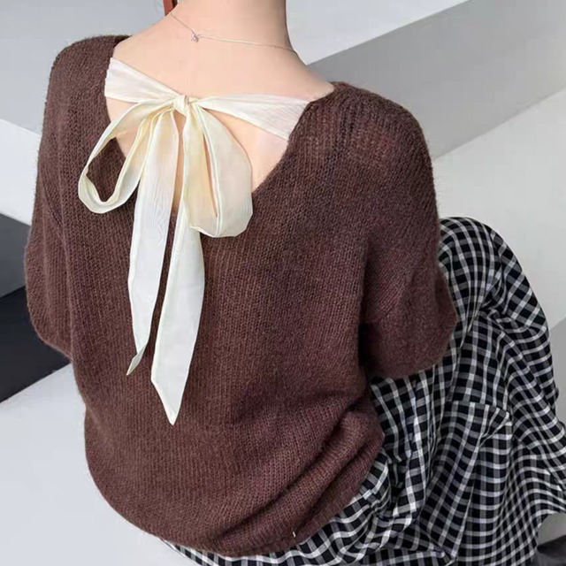 バックリボンニットプルオーバー　0199