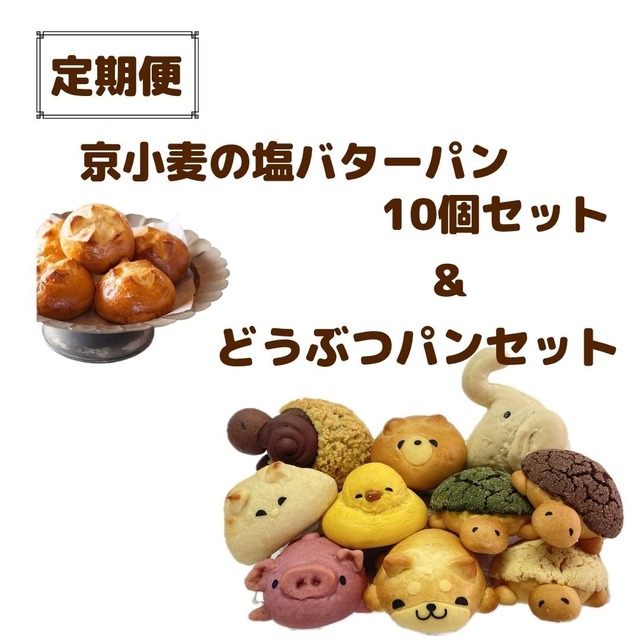 定期便月１回　塩バターパン10個&どうぶつパンセット