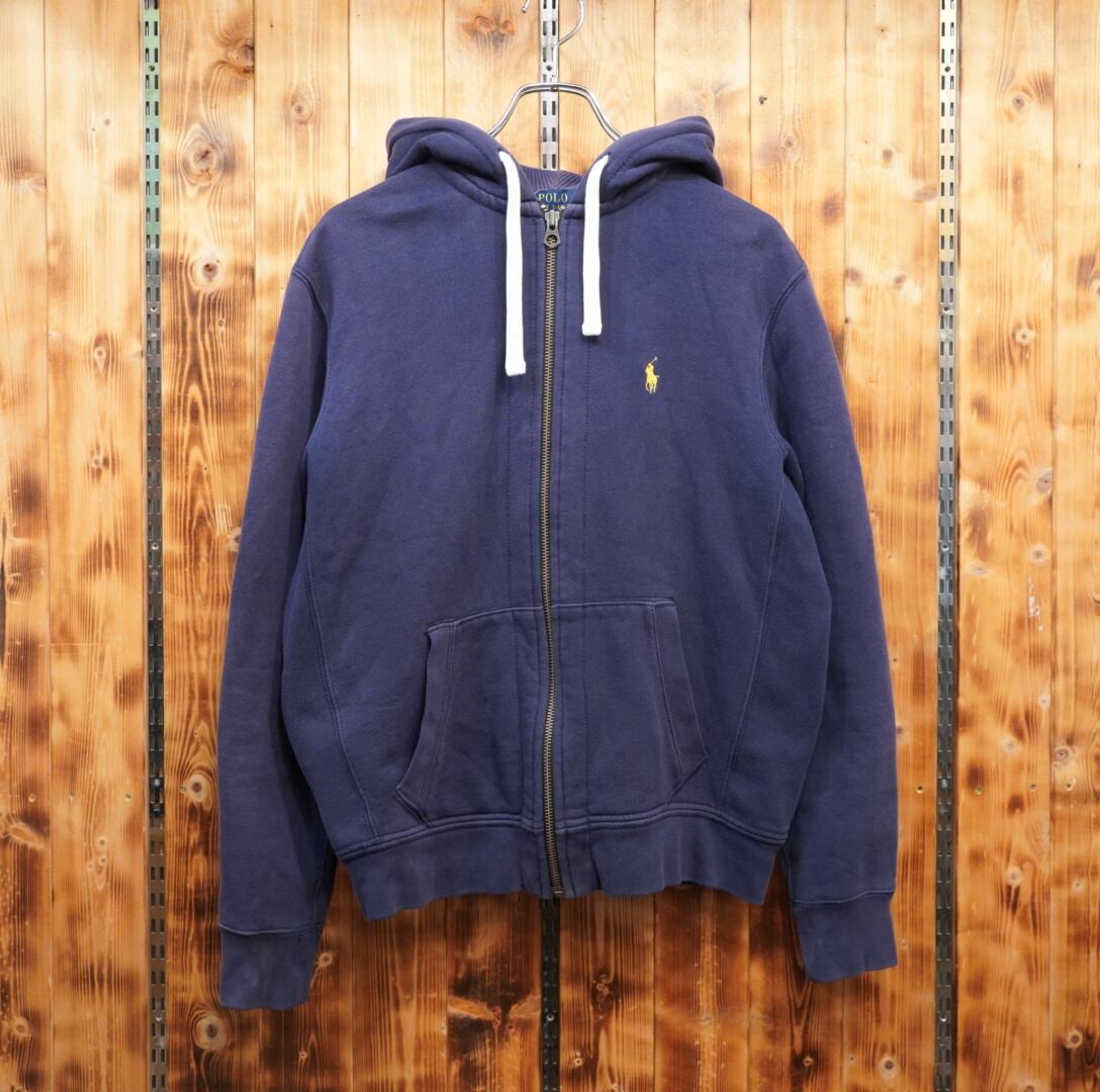 ralphlauren スウェット ジップパーカー M/フェード ネイビー ラルフ