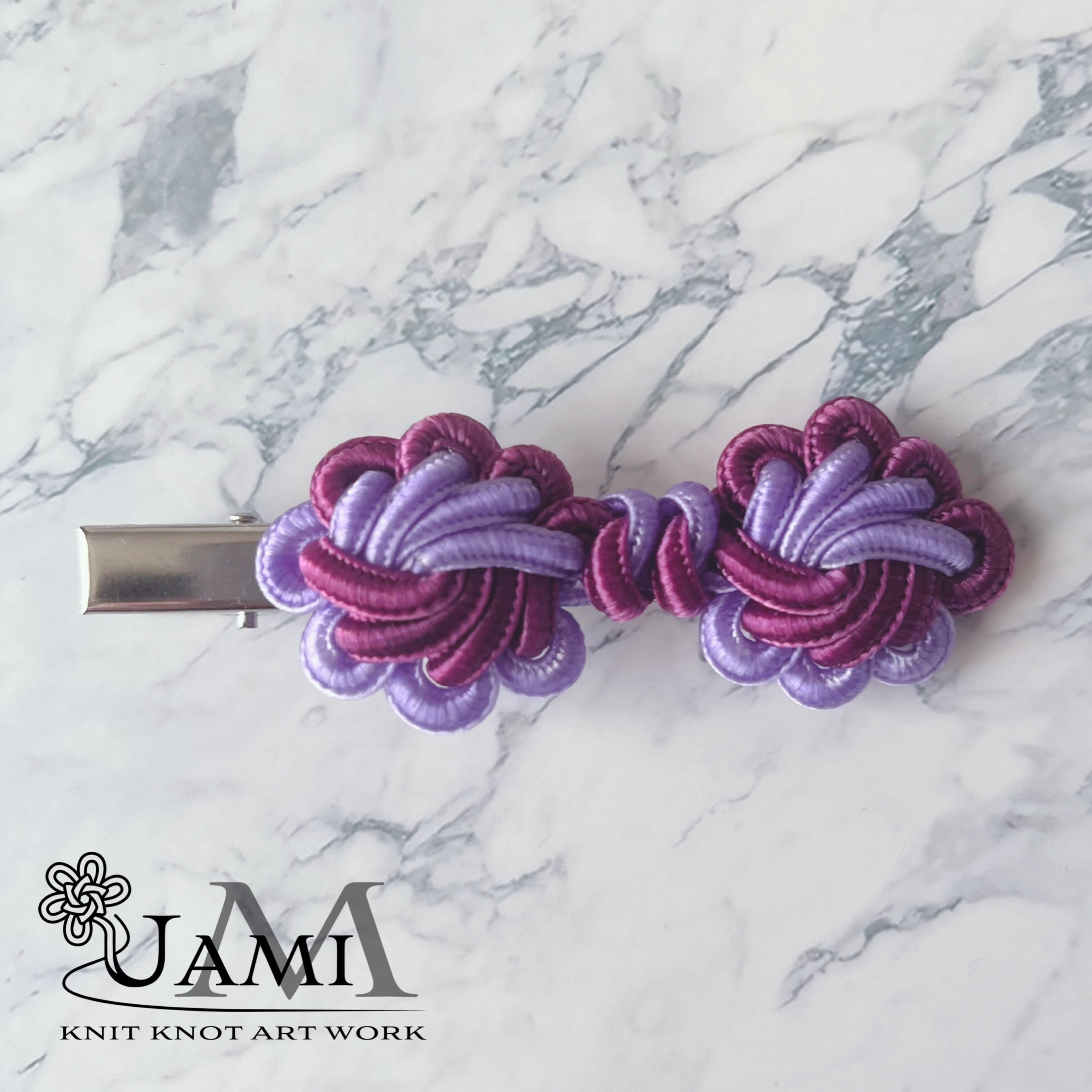 宝結びトレジャーノットのヘアクリップ 紫 | UamiM