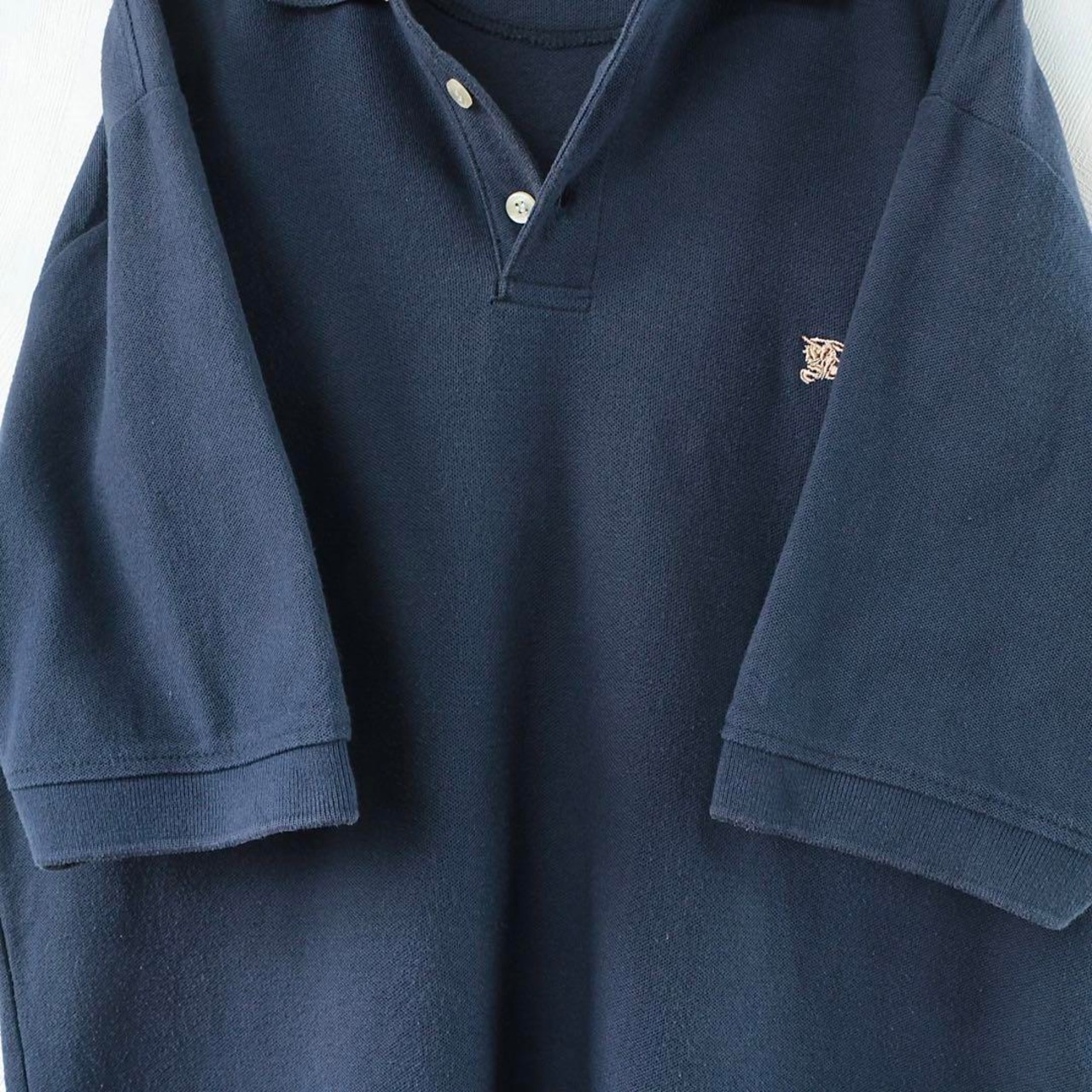 BURBERRY バーバリー ポロシャツ L 刺繍ロゴ シンプル 濃紺 ネイビー 