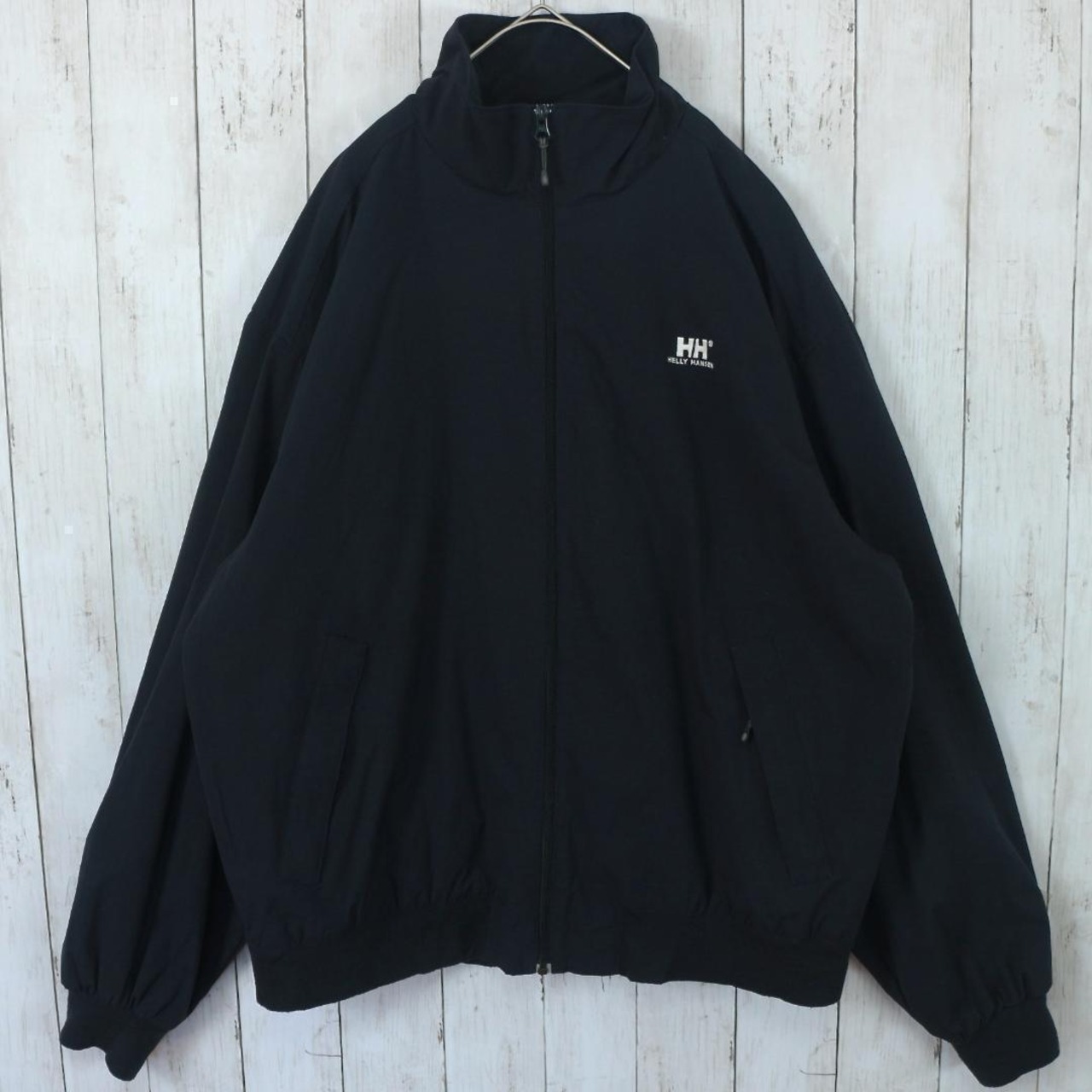 HELLY HANSEN ヘリーハンセン ナイロンジャケット XL 黒 刺繍ロゴ 