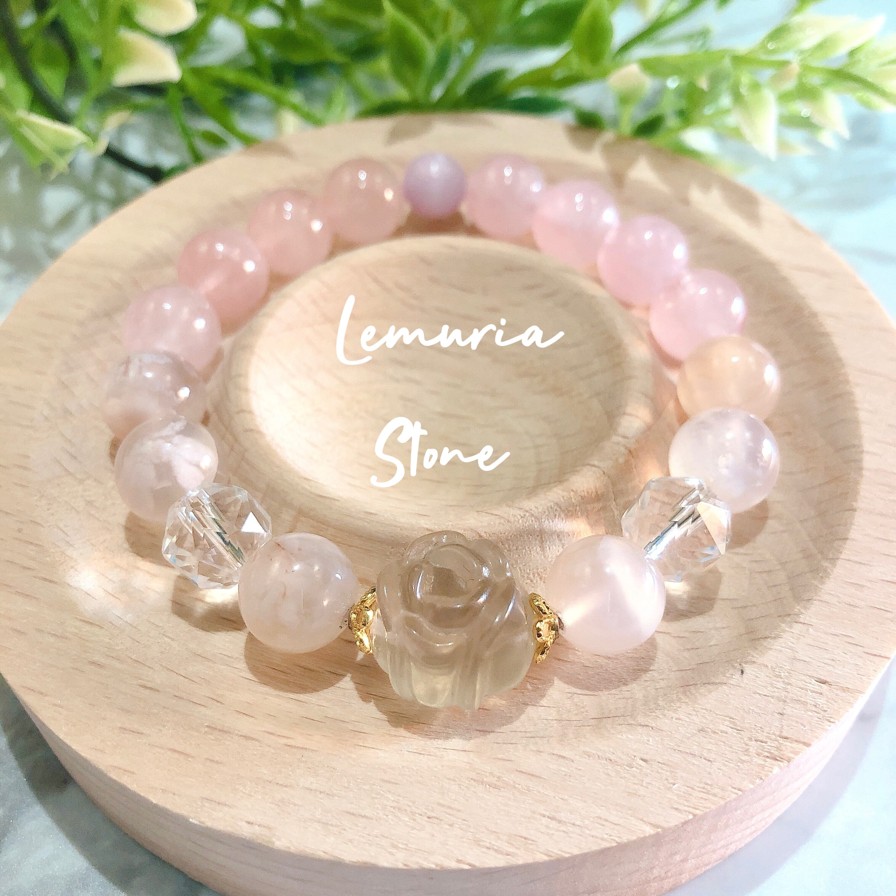 K18YG Rose Quartz with Owl ブレスレット