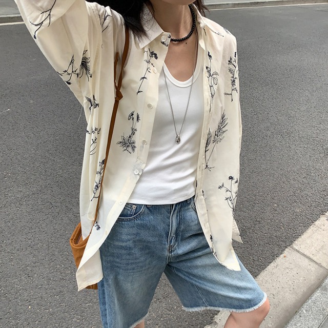 embroidered shirt　J00489