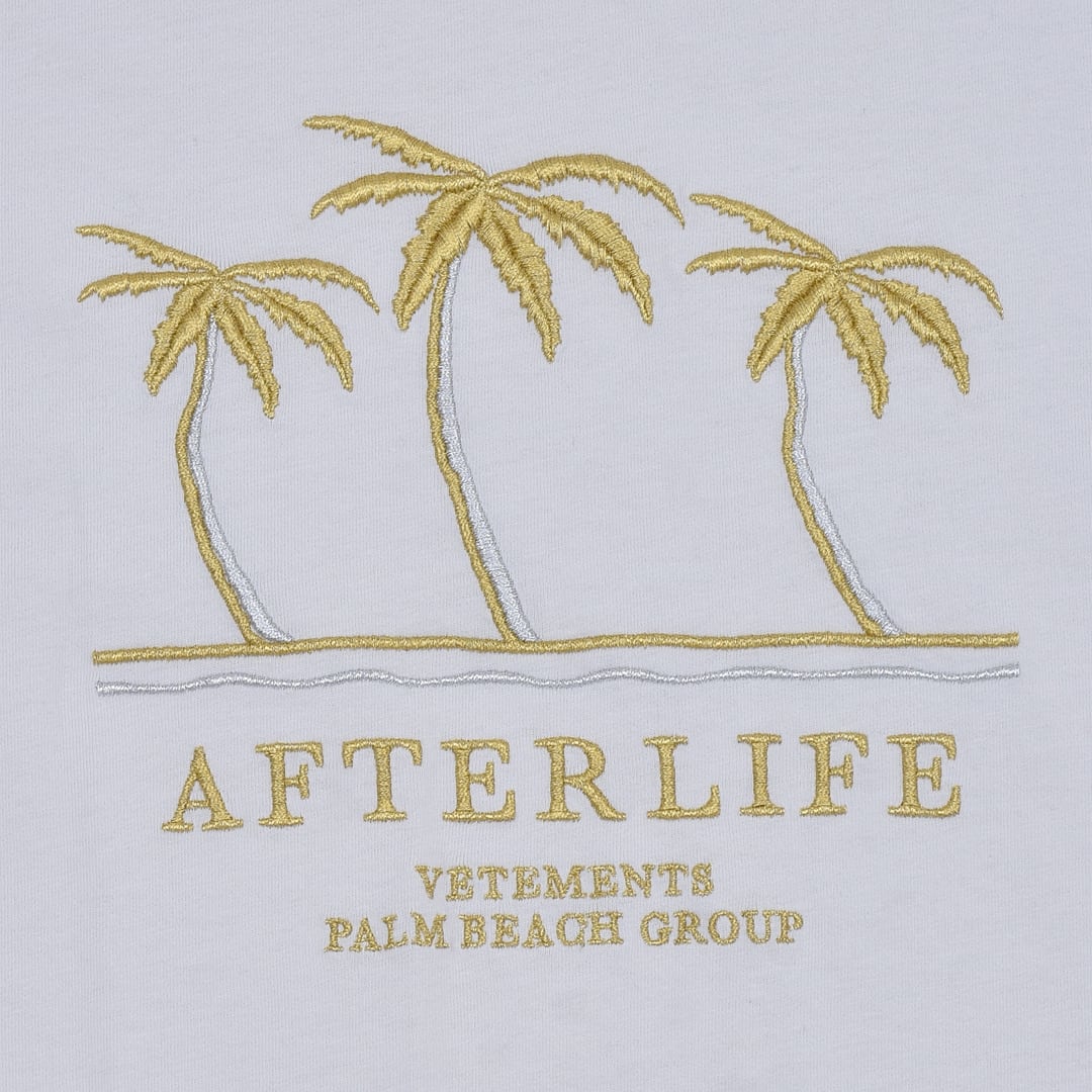 VETEMENTS】EMBROIDERED AFTERLIFE T-SHIRT(WHITE) | AYIN VETEMENTS】EMBROIDERED AFTERLIFE T-SHIRT(WHITE) | AYIN