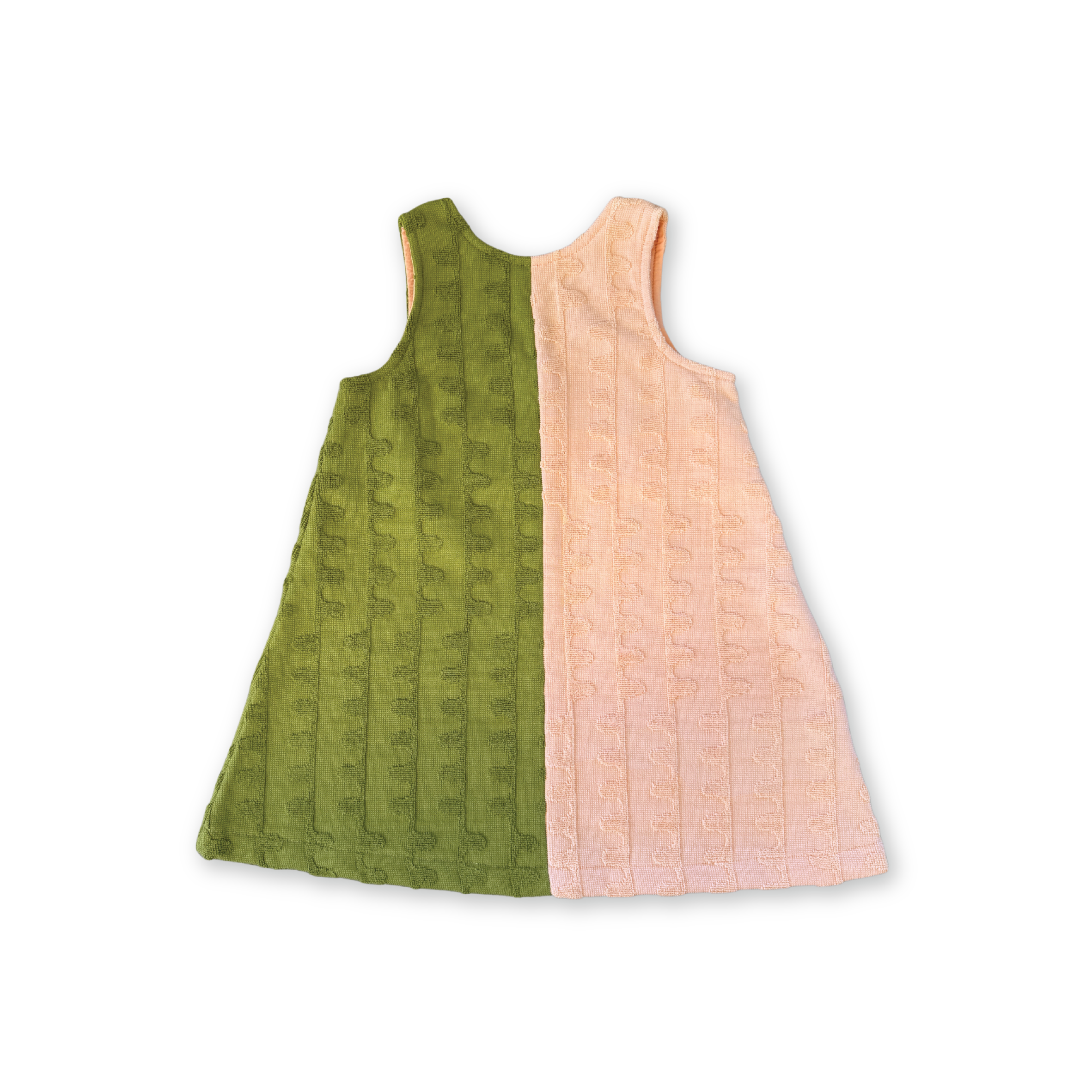 【GROWN】Terry Towelling Flow Dress - Leaf/Peachy