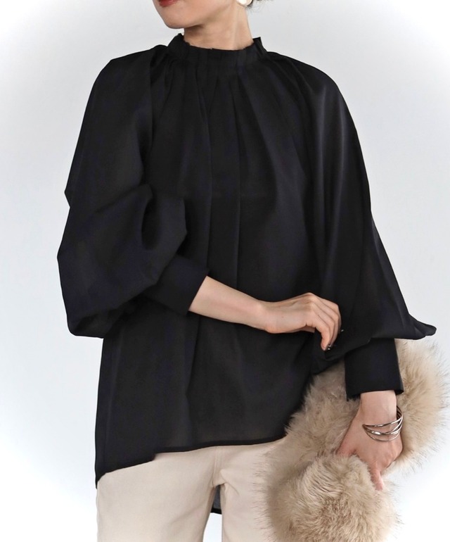 ボリュームスリーブシアーブラウス
