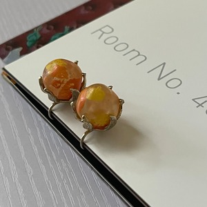 1970〜80s Vintage Orange Ball Painted Earrings AD157