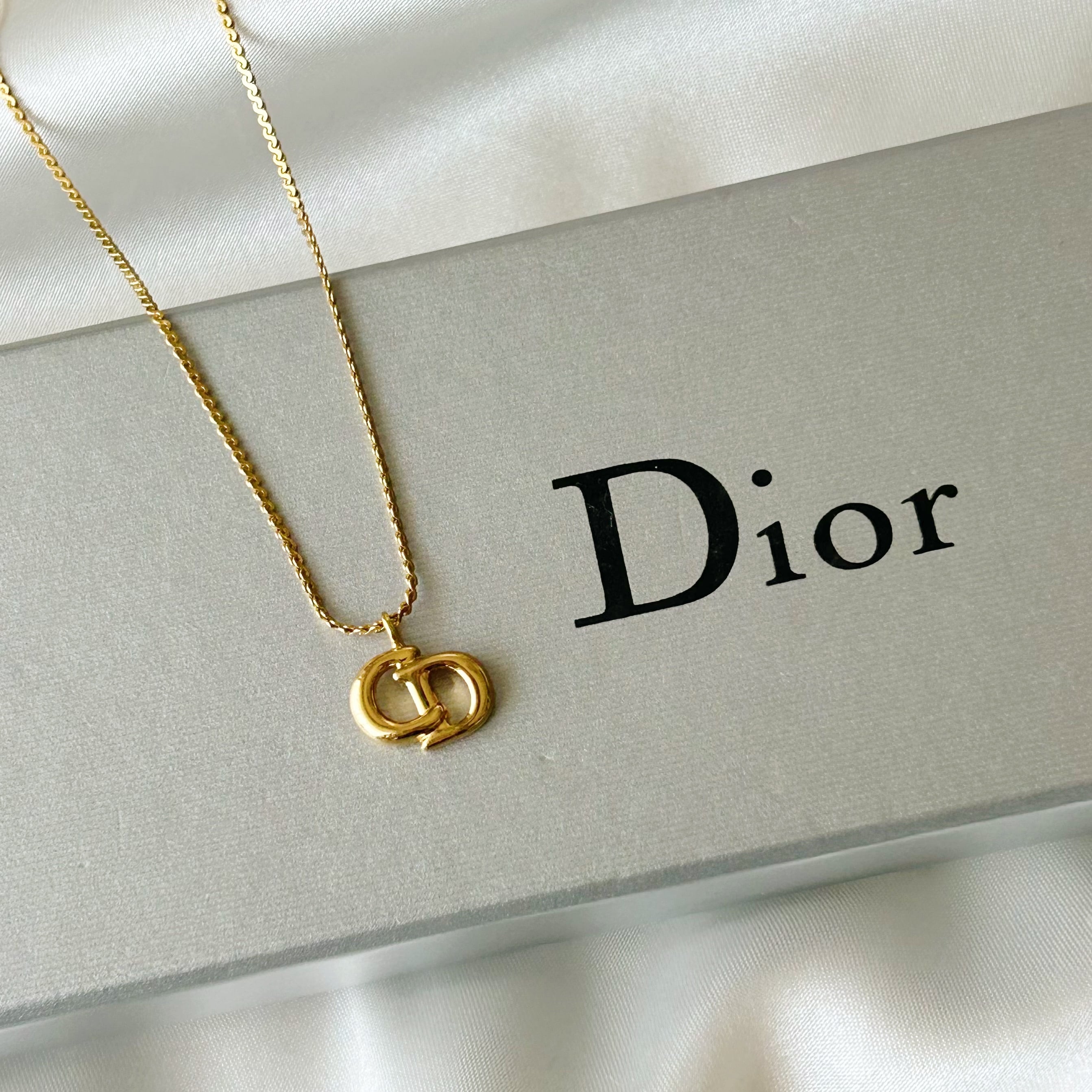 N6038】Christian Dior simple small CD necklace/クリスチャン