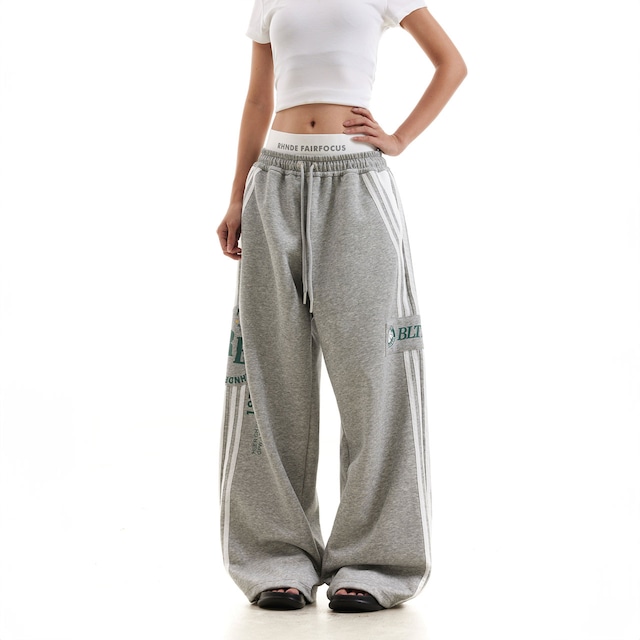 ラインロゴスウェットワイドパンツ 2col R00870