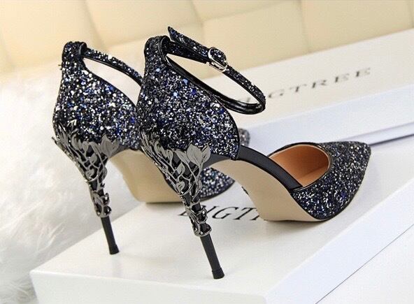 ハイヒール スパンコール レディース 靴 ポインテッドトゥ キラキラ