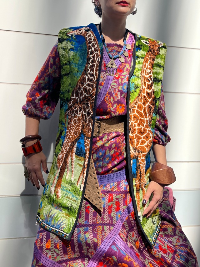 Vintage Giraffe Tapestry Vest ( ヴィンテージ キリン タペストリー ベスト )
