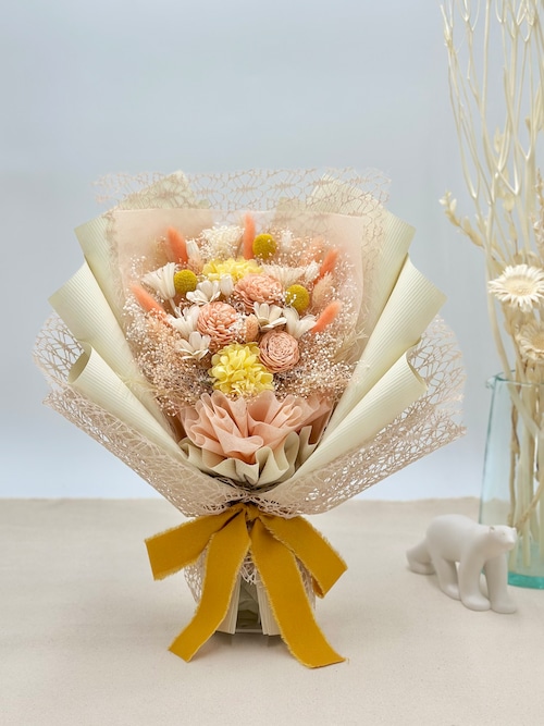 ドライフラワー花束(杏色)　□Мサイズ　【定番商品】 画像