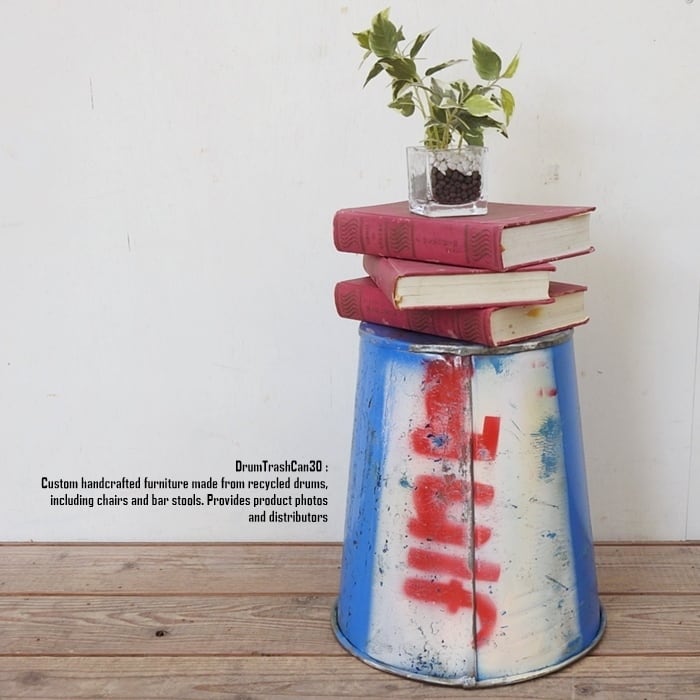 ドラム缶をリメイクした ゴミ箱 30cm D スチール製 ダストボックス