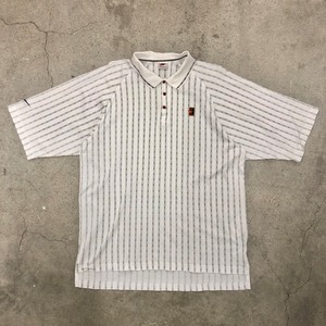 90～00s OLD NIKE/Polo shirt/THAILAND製/L/Tennis logo/ポロシャツ/ホワイト/ナイキ