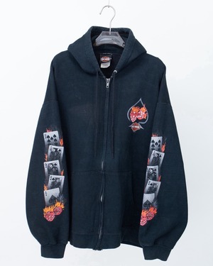 "HARLEY-DAVIDSON" multi print zip up hoodie sweat