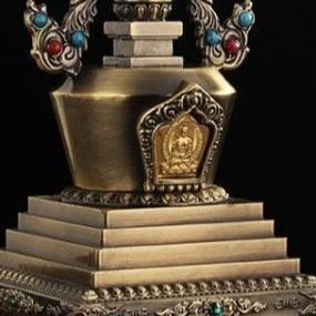 ストゥーパ 仏塔 卒塔婆 パゴダ 置物 ゴールド チベット 仏教 黄金