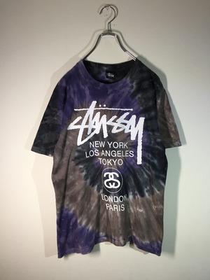 stussy タイダイ染めロゴプリントTシャツ バックプリント