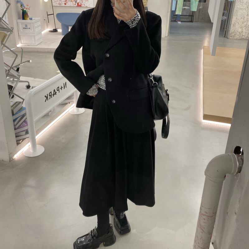 スタイルルーズブレザー レディースオータムウィンターハイウェストウェストプリーツスカート レオパードプリント柄 秋物 冬物 ドラファッションホール38520416135