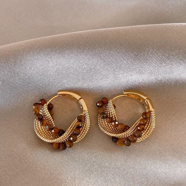 アンティークビーズフープピアス　W00351