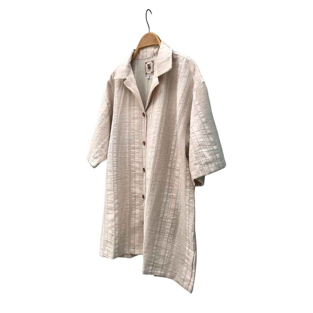ヘンプ素材 半袖シャツ『 ジャガードナチュラル』 - Hemp S/S Shirt