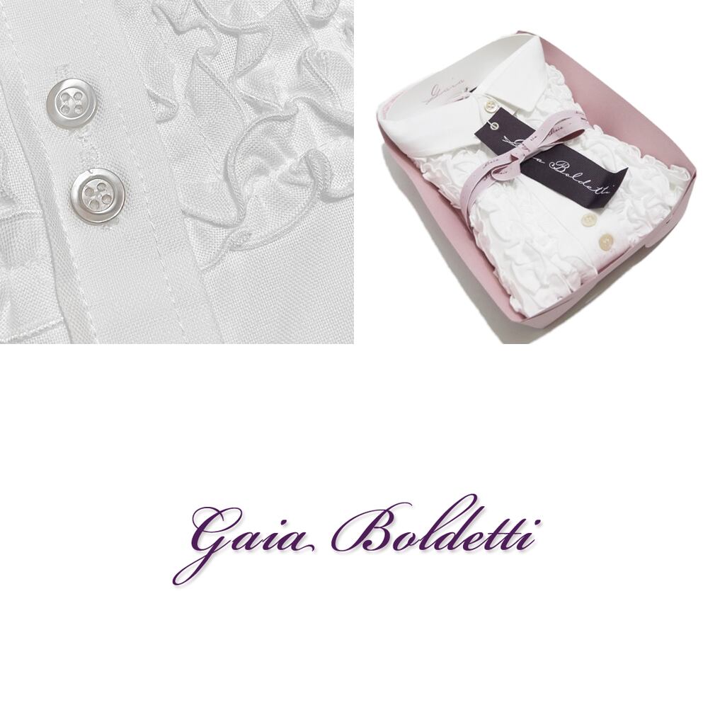 激安購入 新品 Gaia Boldettiイタリア製ストライプシャツブラウス 白