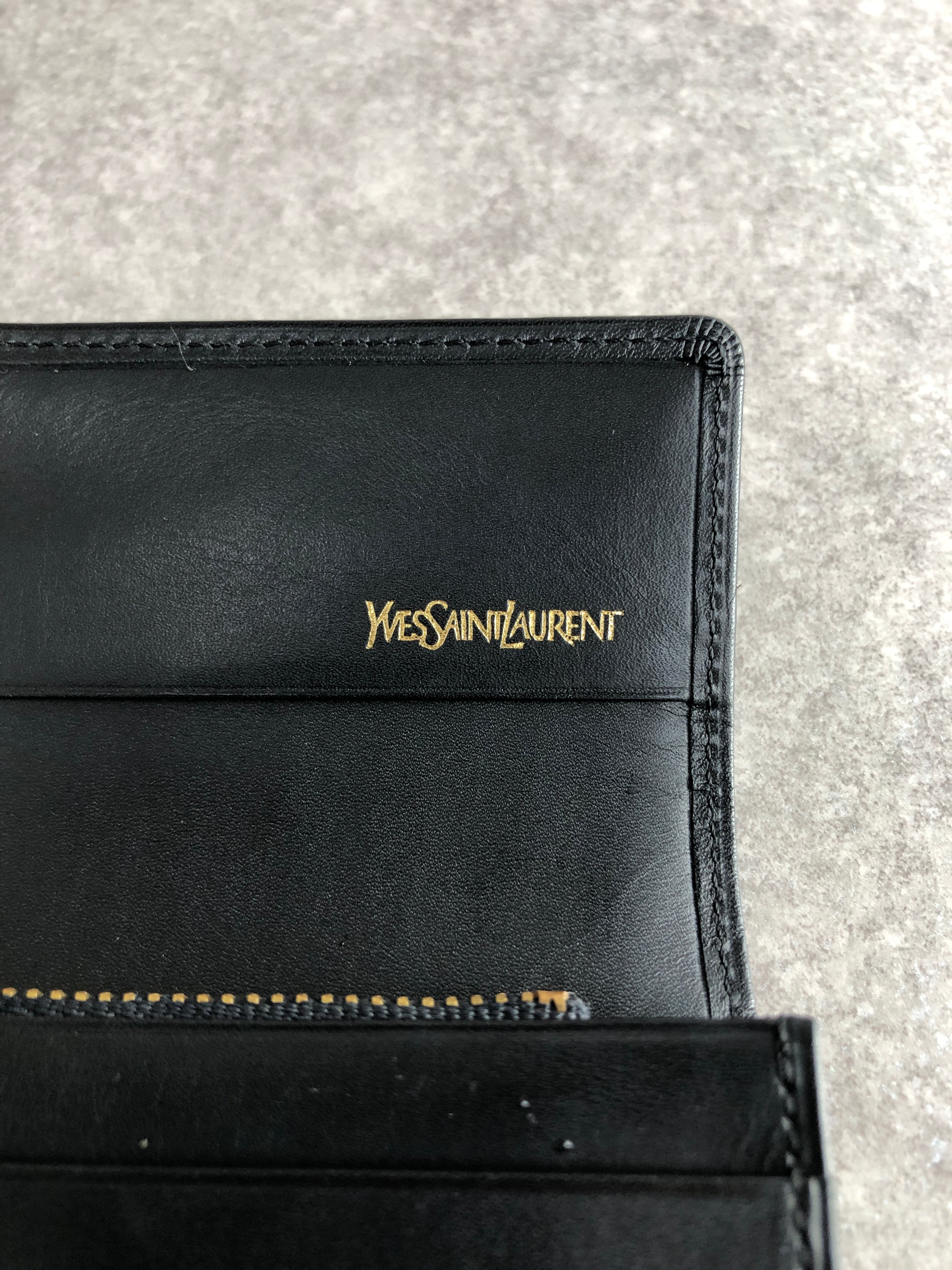 Yves Saint Laurent イヴ・サンローラン 財布 ブラック YSL レザー 長