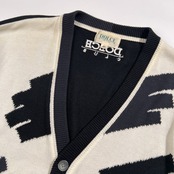 DOLCE ELEGANTE ドルチェ キャラ刺繍 ツートン切替 コットンニット カーディガン サイズ 48 /メンズ/ワールド/日本製