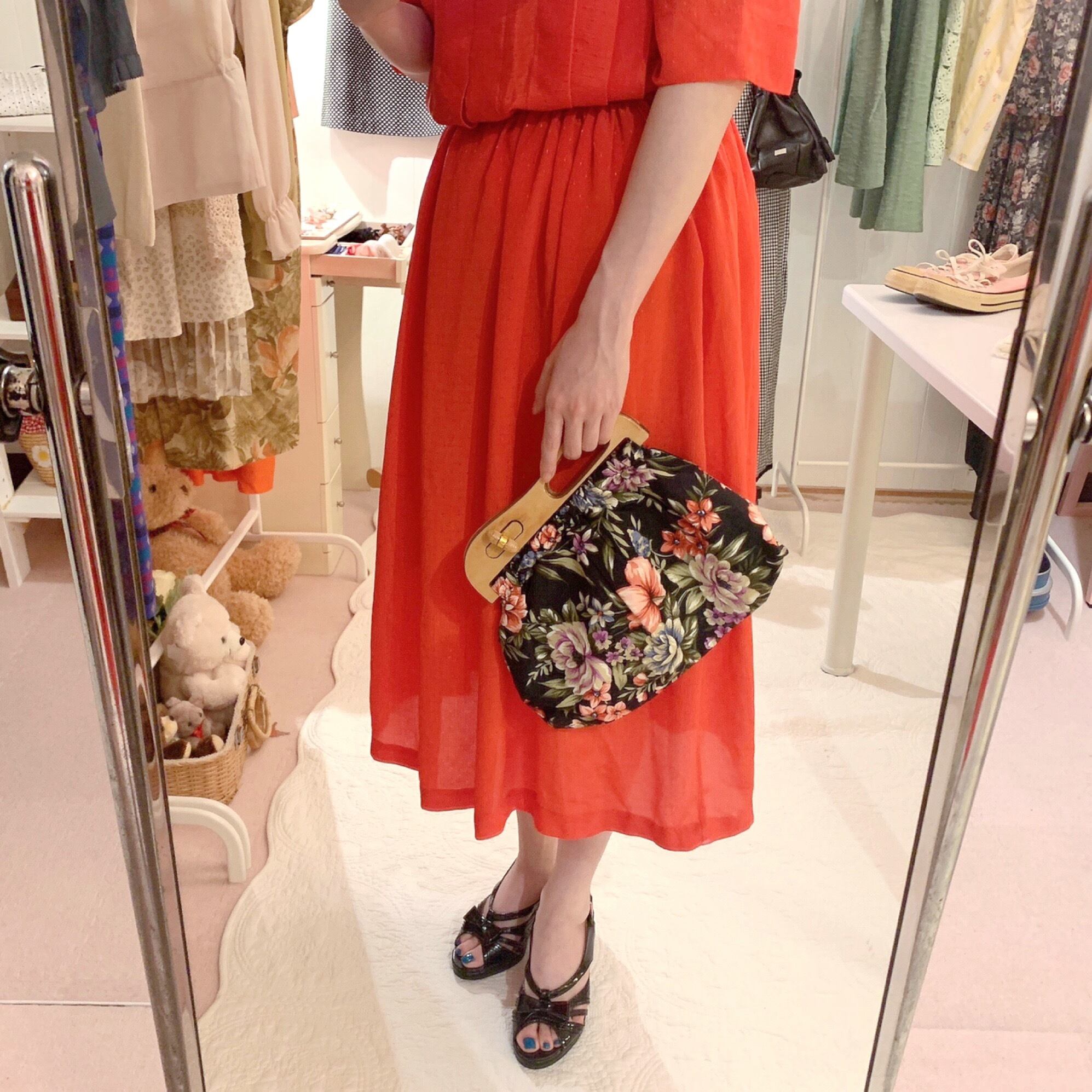 wood flower hand bag