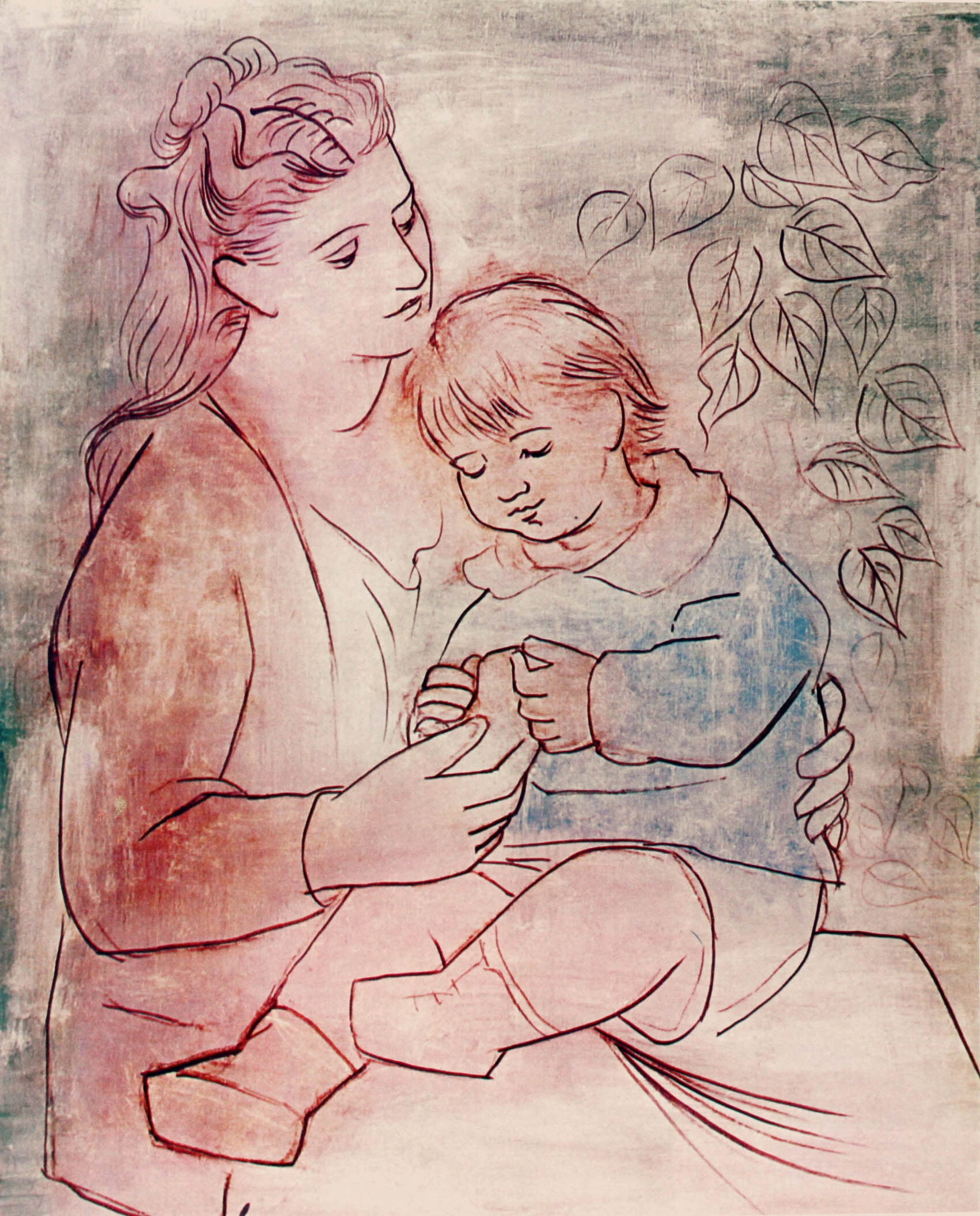 パブロ・ピカソ「母と子」作品証明書・展示用フック・限定500部