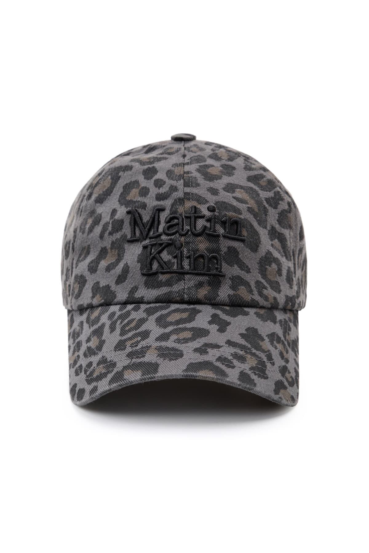Matin Kim] MATIN LEOPARD VOLUME LOGO BALL CAP IN CHARCOAL 正規品
