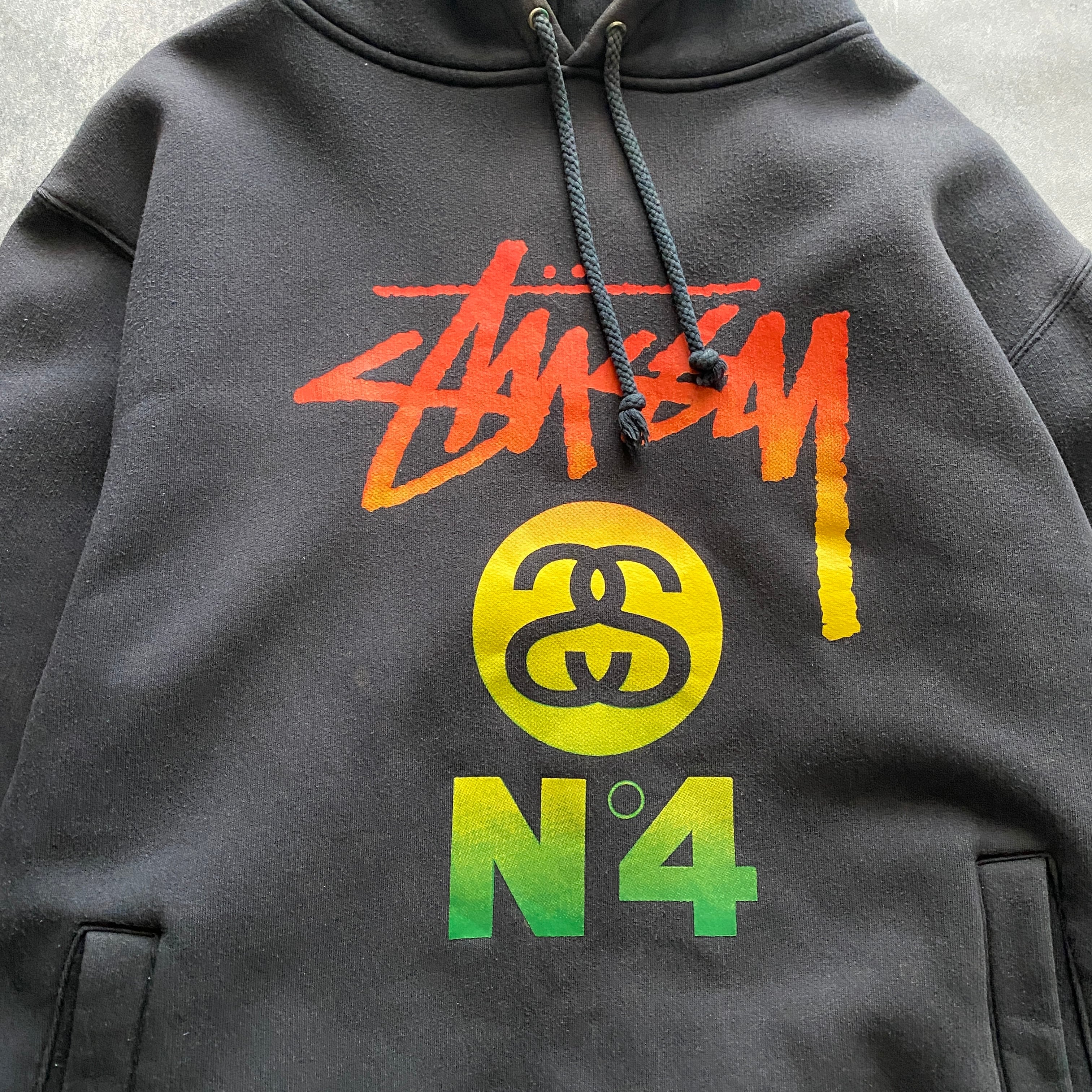 90’s old stussy ステューシー　N°4×Sリンク　ラスタカラー　プリントロゴ　スウェット　パーカー