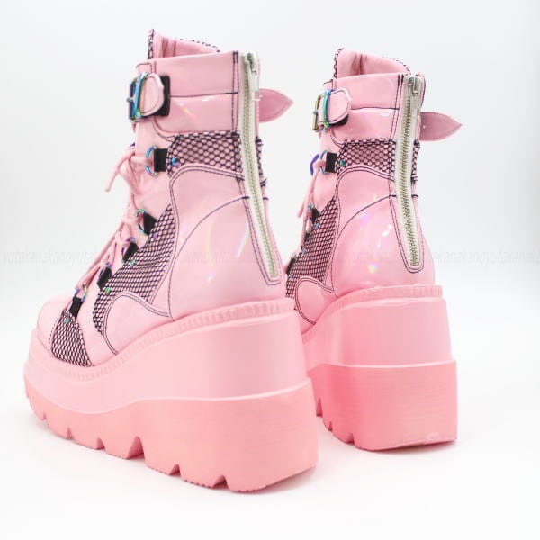 DEMONIA 厚底ブーツ ピンク サイズ交換OK】Demonia（デモニア）正規保証品 厚底 ブーツ ピンク