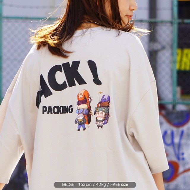 Back Packing Tシャツ オーバーサイズ Tシャツ メンズ Tシャツ レディース ビッグtシャツ ビッグシルエット トップス 半袖 カットソー 綿100 ビッグt 半袖tシャツ 5分袖 バックプリント 大きいサイズ 韓国ファッション 夏 夏服 春夏 ストリート系 おしゃれ 韓国 服