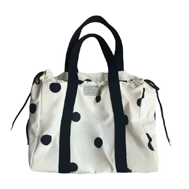 [takeabreak] beige polka dots zipper bag