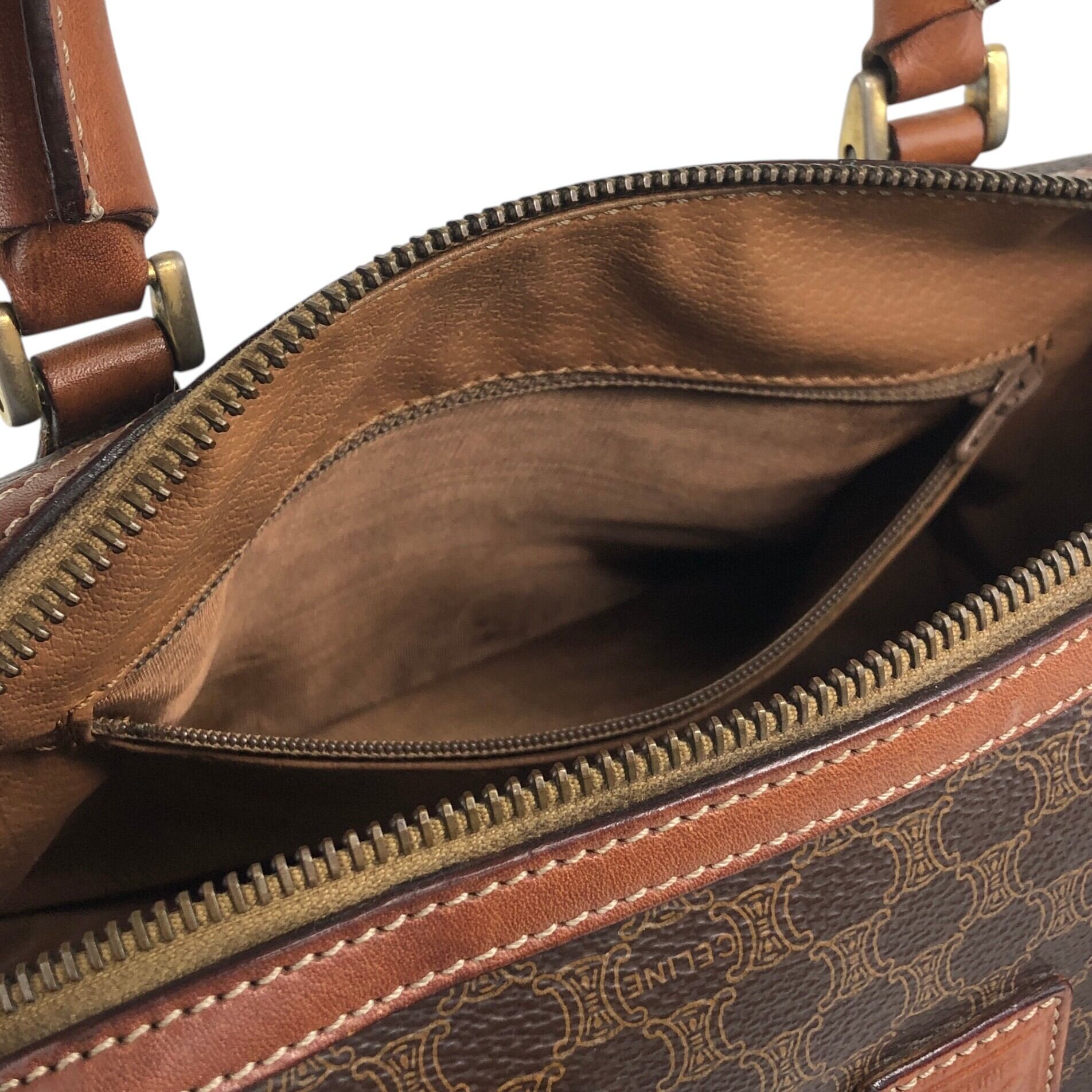 CELINE セリーヌ マカダム ショルダーバッグ ブラウン ブラゾン型押し