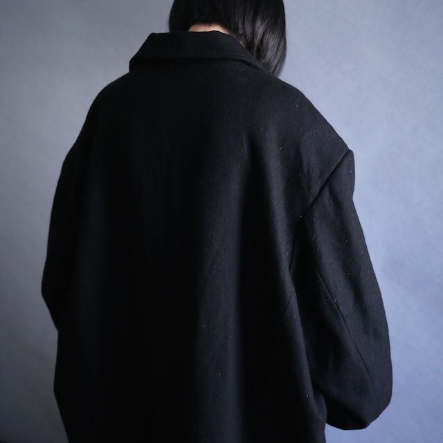 "KINGSIZE" XXXL super over size wide silhouette black wool coat