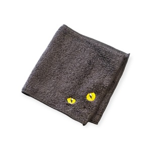 ねこ刺繍ハンカチ（ブラック）