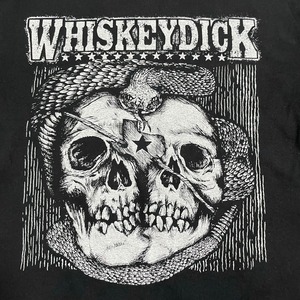 【GILDAN】WhiskeyDick バンドTシャツ バンt ロックTシャツ プリント ロゴ Tシャツ スカル メタル カントリー ウィスキーディック 半袖 L 黒t  US古着