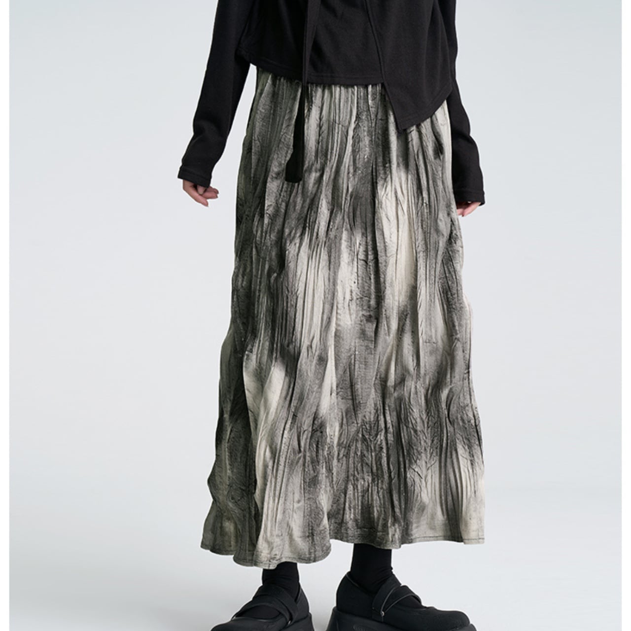 Maxi Gathered A-line Pleated Long Skirt L00242