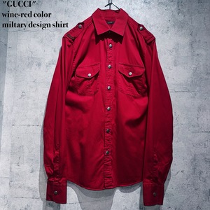 "GUCCI"wine-red color miltary design shirt
