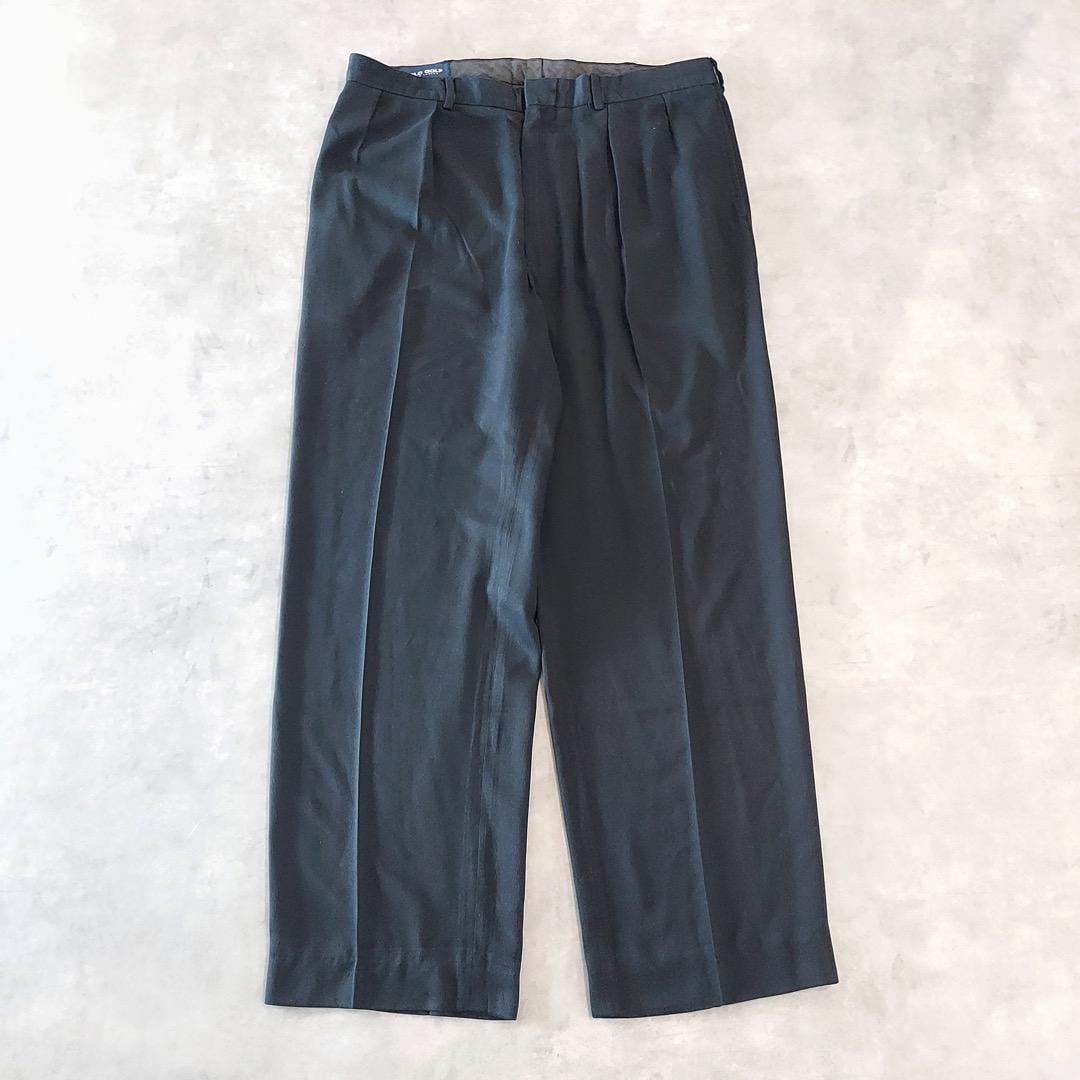 ポロ ゴルフ ラルフローレン W36 スラックス 90s 古着 黒 15541
