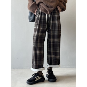 drawstring retro check pants N30436