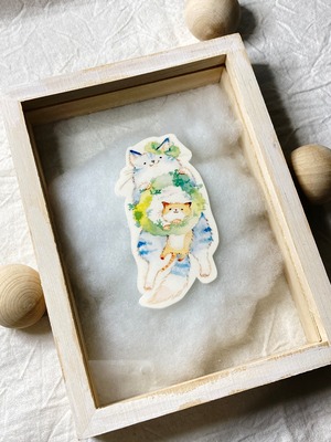 ステッカー◎親子猫とリース