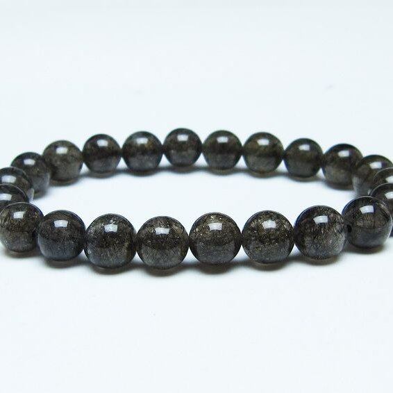 ブラックルチルクォーツ ブレスレット 9mm ブラックトルマリン トルマリネイテッドクォーツ 一点物 メール便可 [M便 1/10] 111-47022